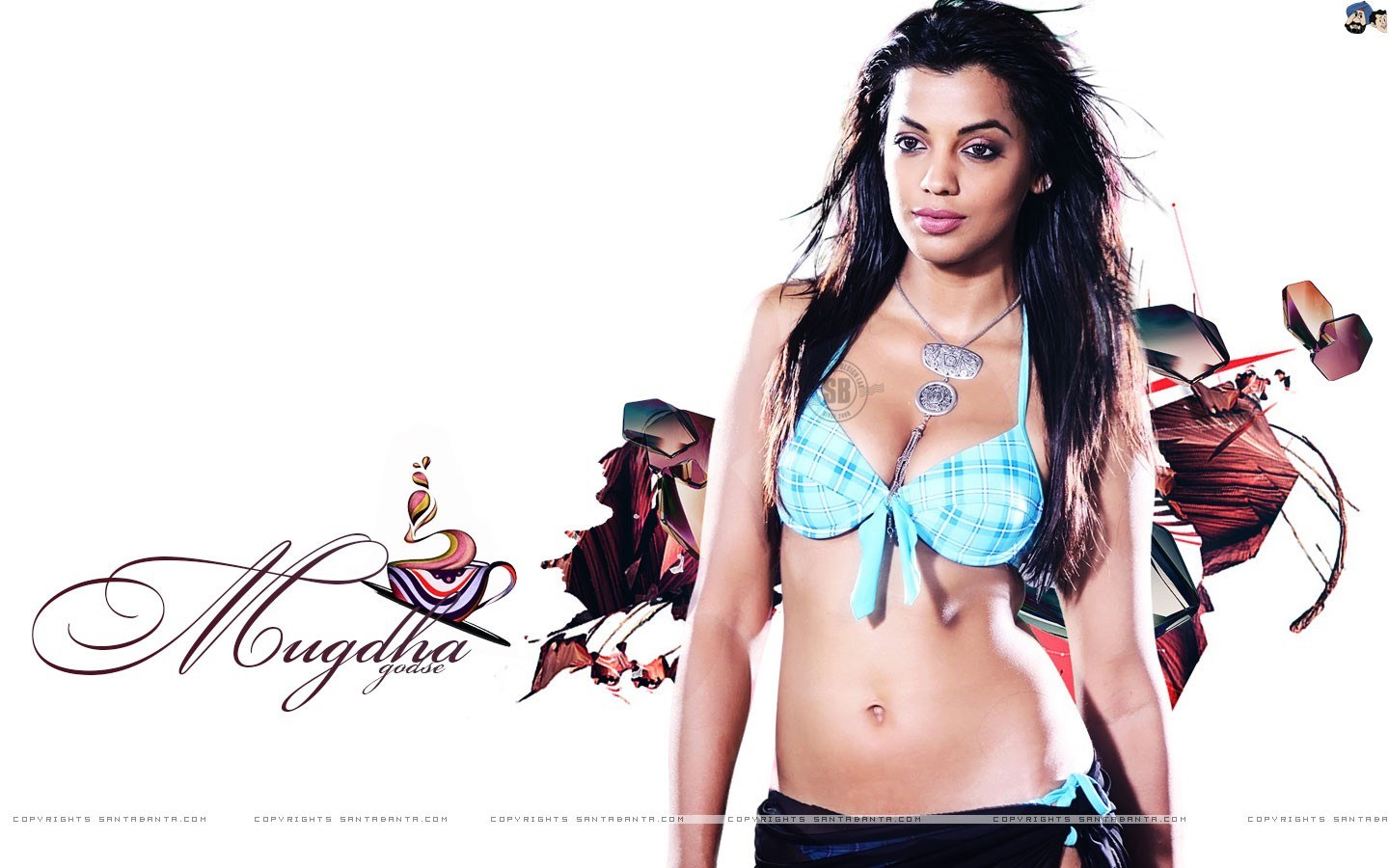 Mugdha in a blue bikini