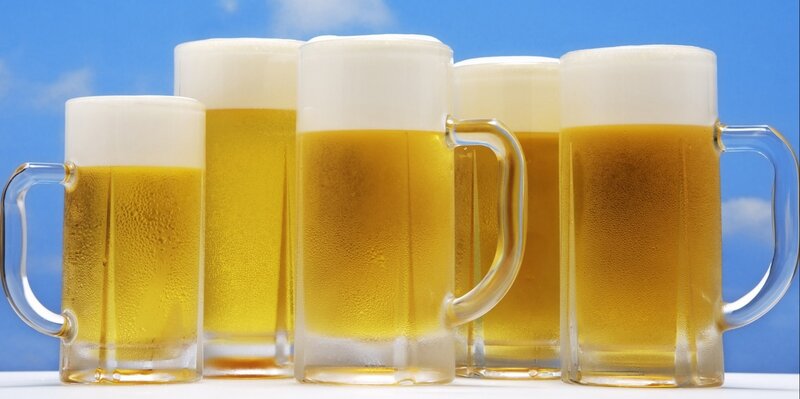 Mugs of Beer — Blue, Bright