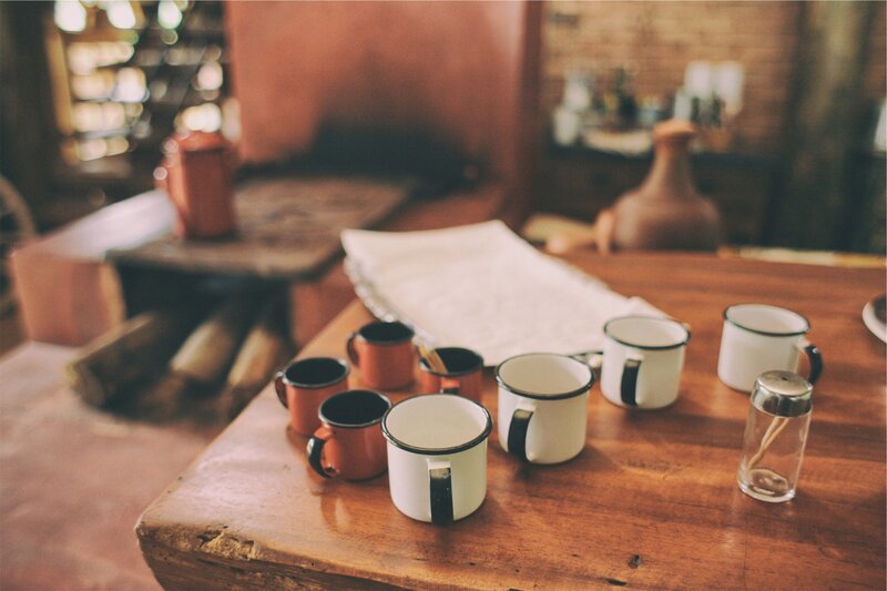 Mugs on Wooden Table