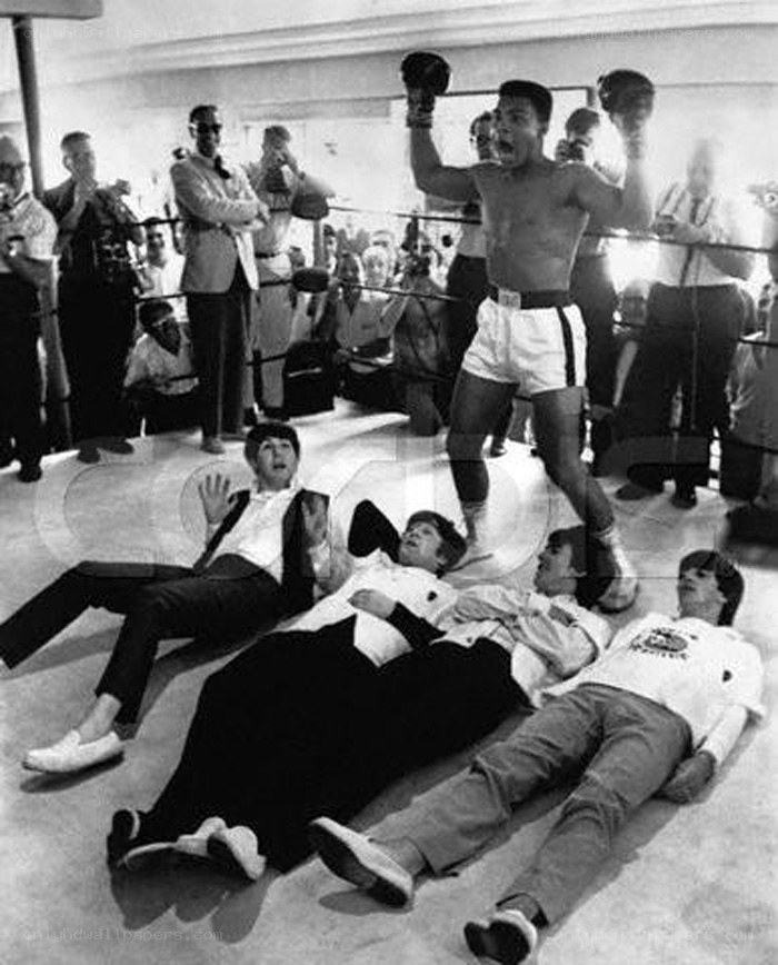 Muhammad Ali celebrates victory