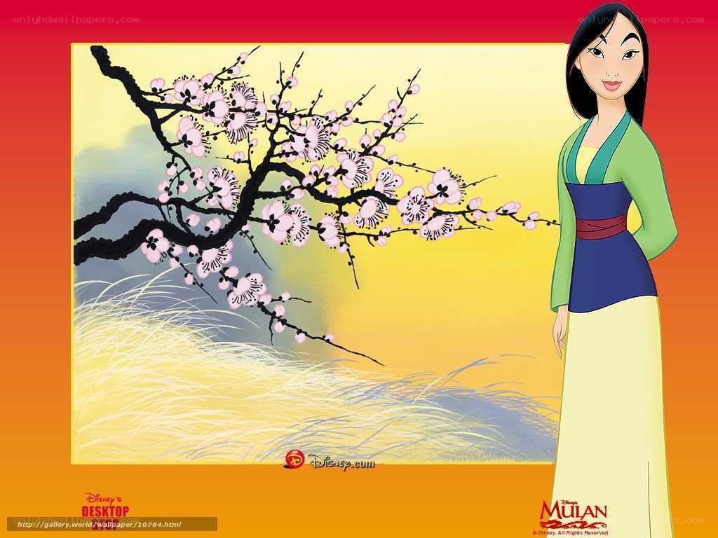 Mulan in a cherry blossom field
