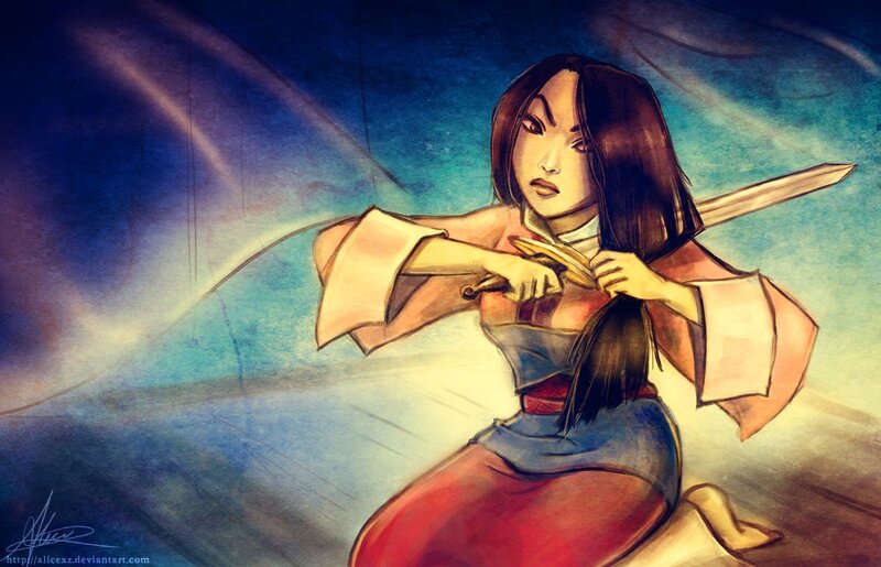Mulan in battle stance