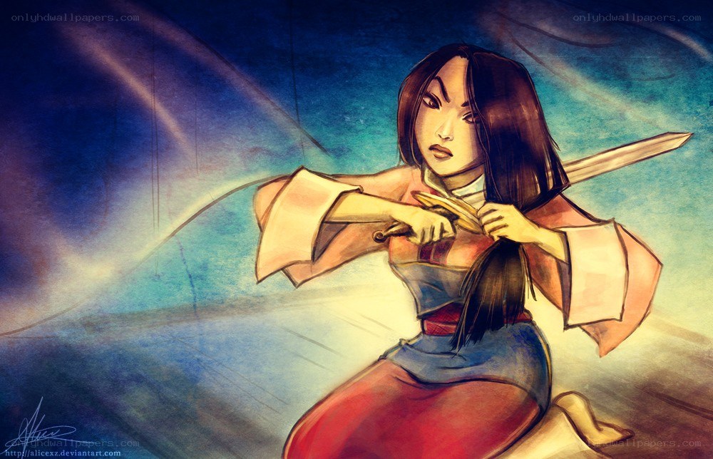 Mulan in battle stance