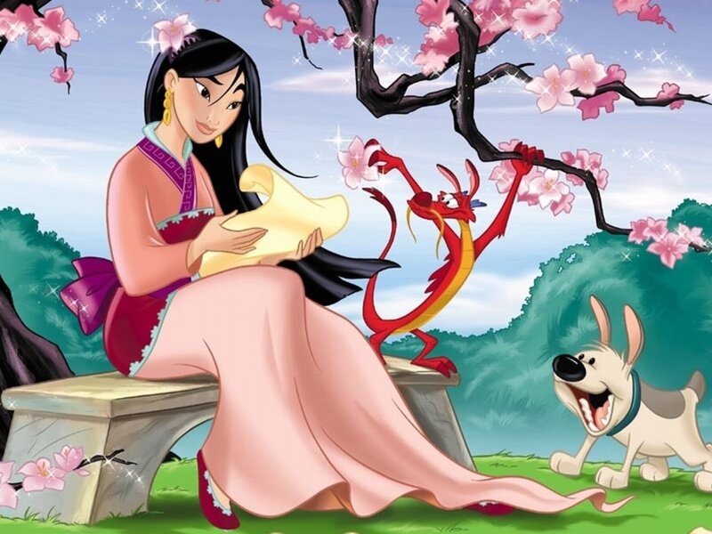 Mulan with Mushu and Khan — Pink
