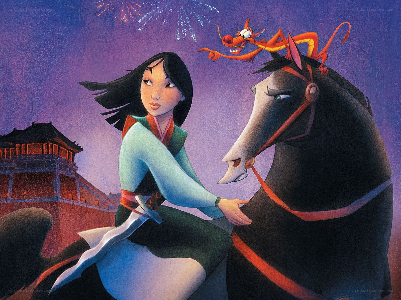 Mulan with Mushu and Khan