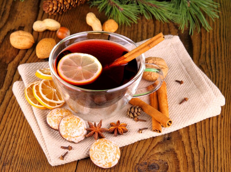Mulled Wine in Glass Cup