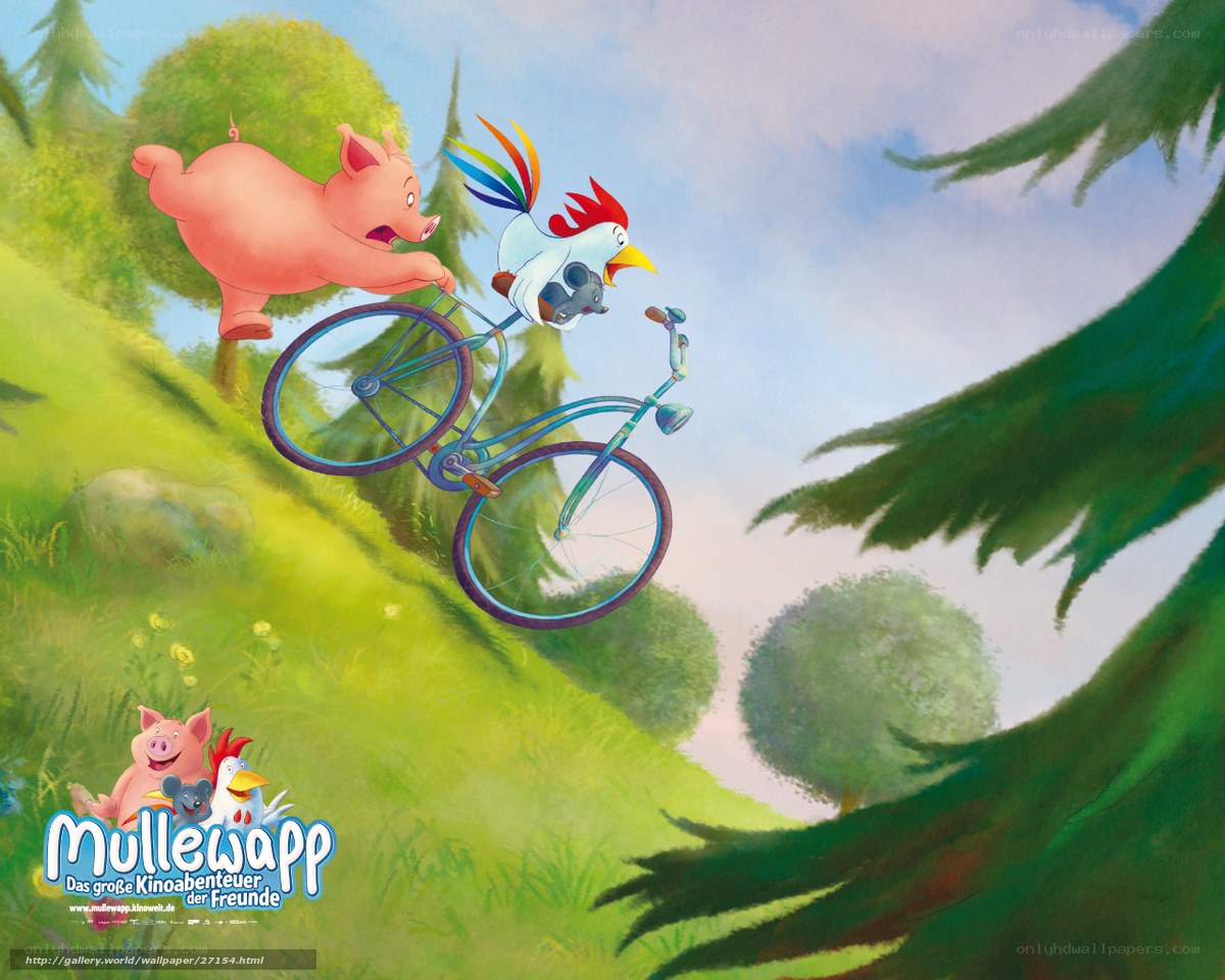 Mullewapp and friends on a bike