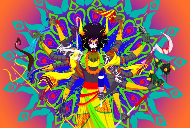 Multi-armed Deity Figure — Yellow