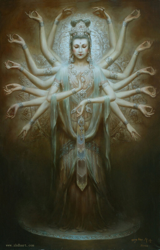 Multi-armed deity painting