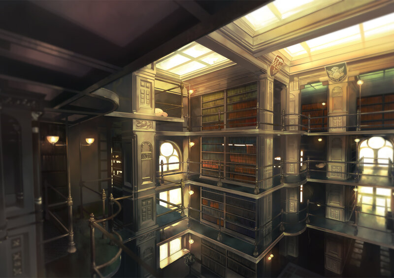 multi-level library interior