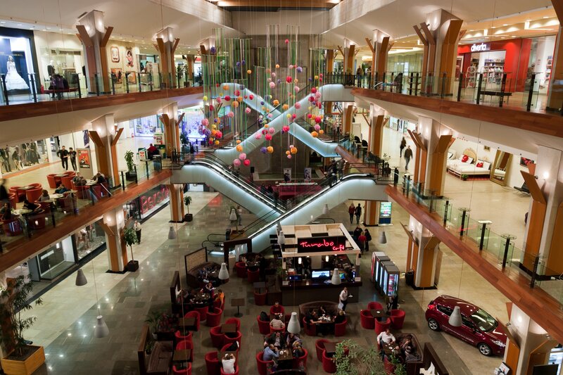Multi-level shopping mall interior