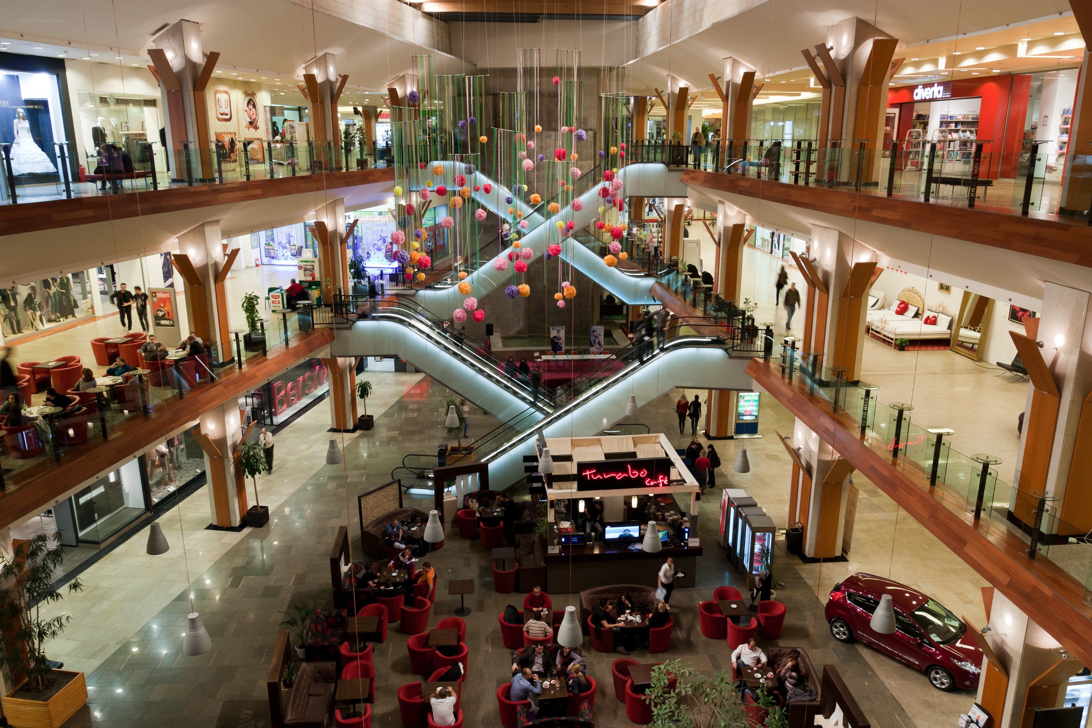 Multi-level shopping mall interior