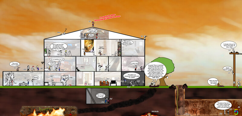 Multi-panel comic of game culture