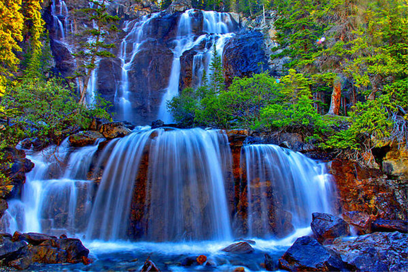 Multi-tiered Waterfall — Blue