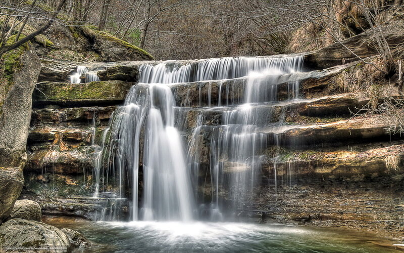Multi-tiered Waterfall — Brown, Serene