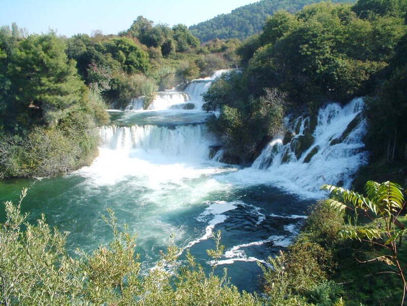 Multi-tiered Waterfall — Green, Serene, Afternoon, Photograph, River