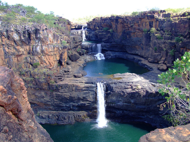 Multi-tiered Waterfall — Green, Serene, Afternoon, Photograph