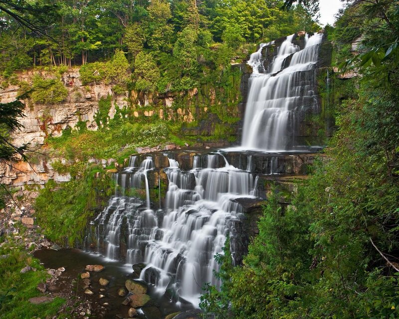Multi-tiered Waterfall — Green, Serene, Summer