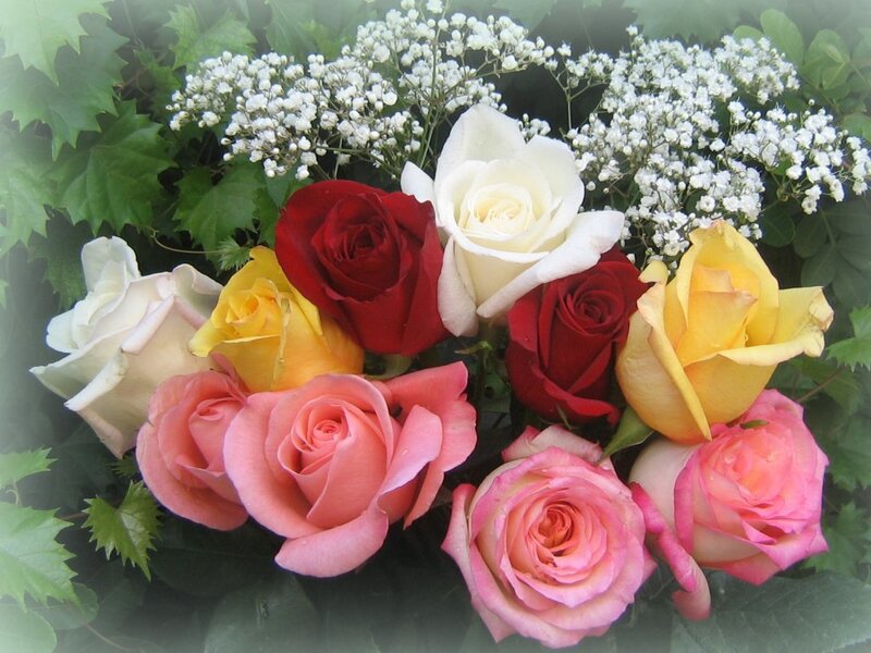 Multicolored Rose Bouquet — Red