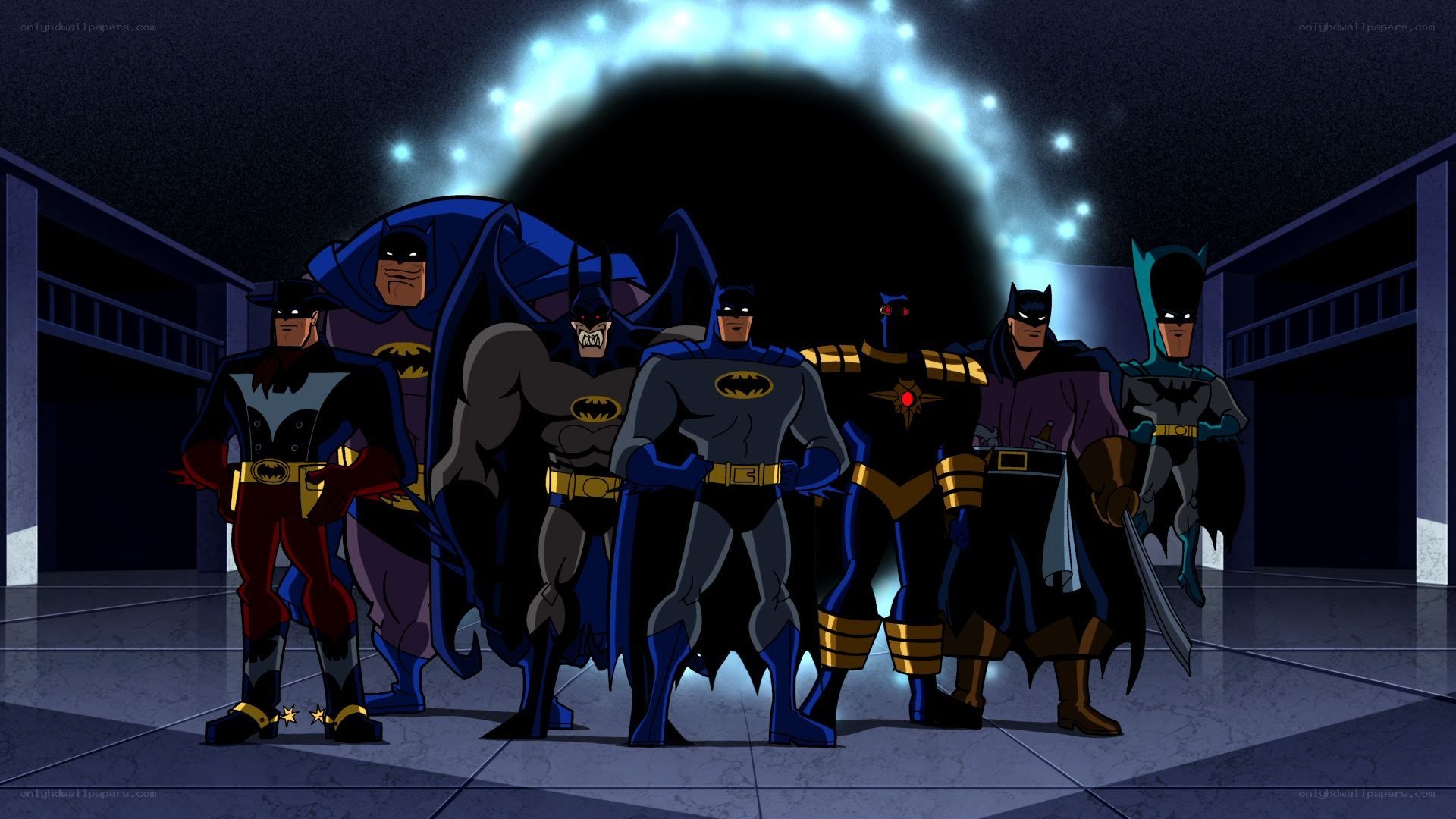 Multiple Batmen stand together