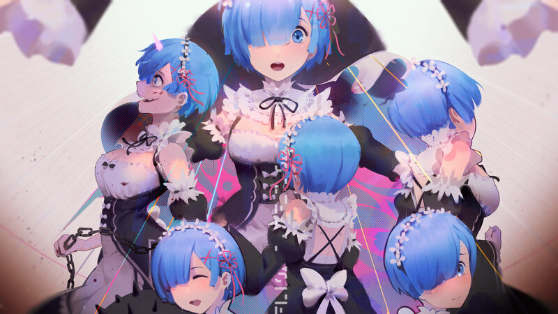 Multiple Blue-haired Girls