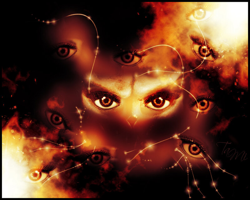 Multiple Eyes in Fire — Orange