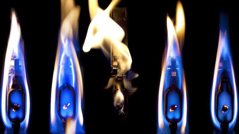 Multiple gas burner flames