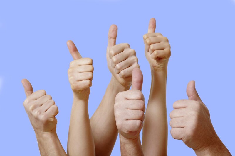 Multiple Hands Giving Thumbs Up — Blue