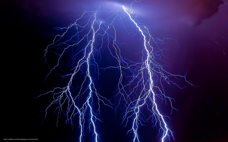 Multiple Lightning Bolts — Blue, Dramatic, Night, Photograph