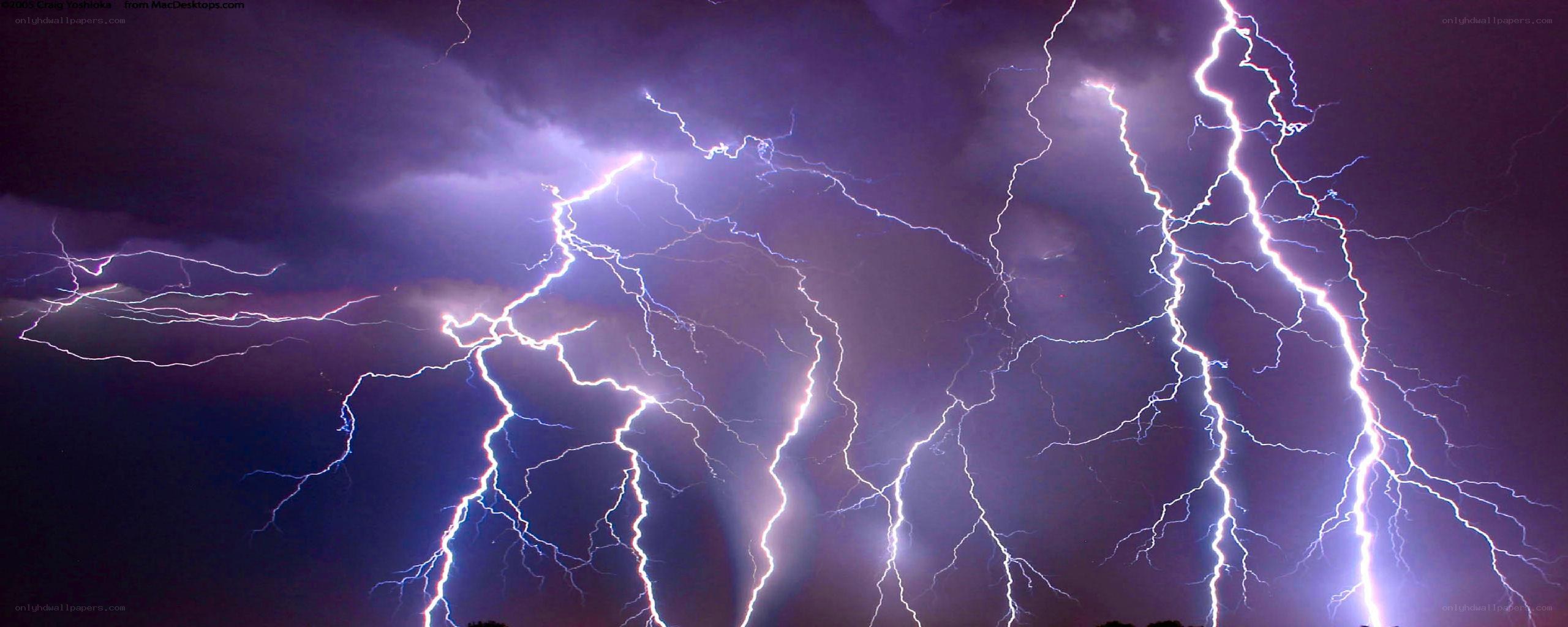 Multiple lightning strikes at night