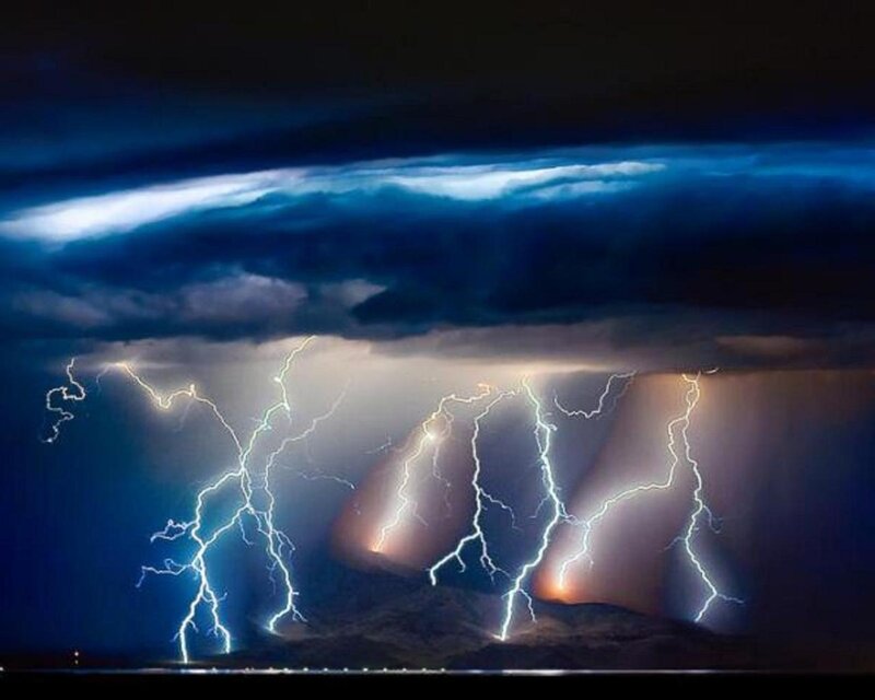 Multiple Lightning Strikes — Blue