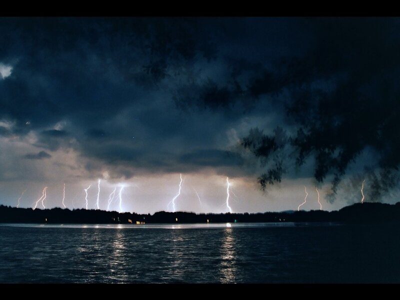 Multiple Lightning Strikes — Dark Blue