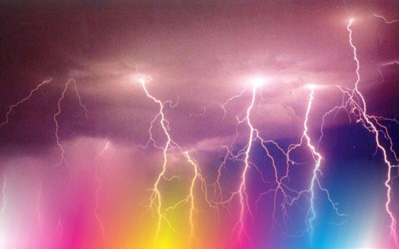 Multiple Lightning Strikes — Purple, Dramatic, Night, Digital Art