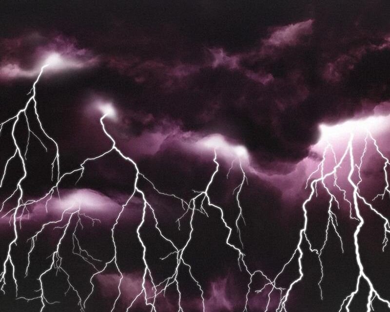 Multiple Lightning Strikes — Purple, Photograph
