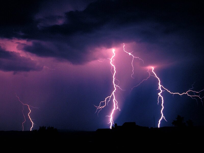 Multiple Lightning Strikes — Silhouette