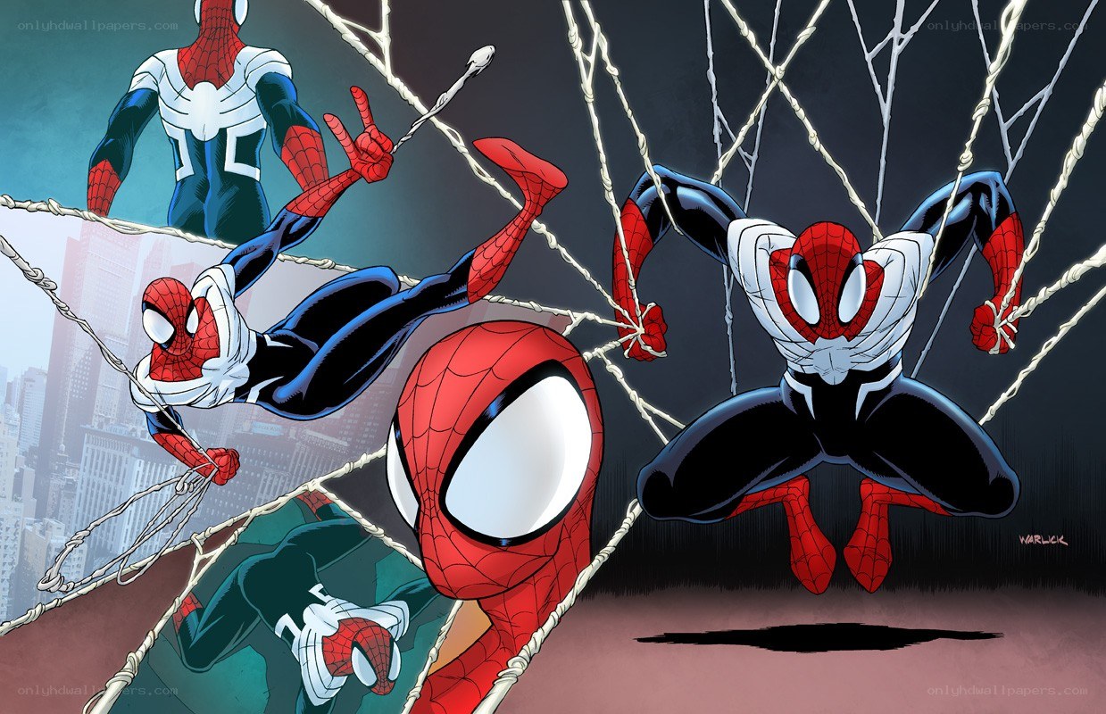 Multiple Spider-Men in action