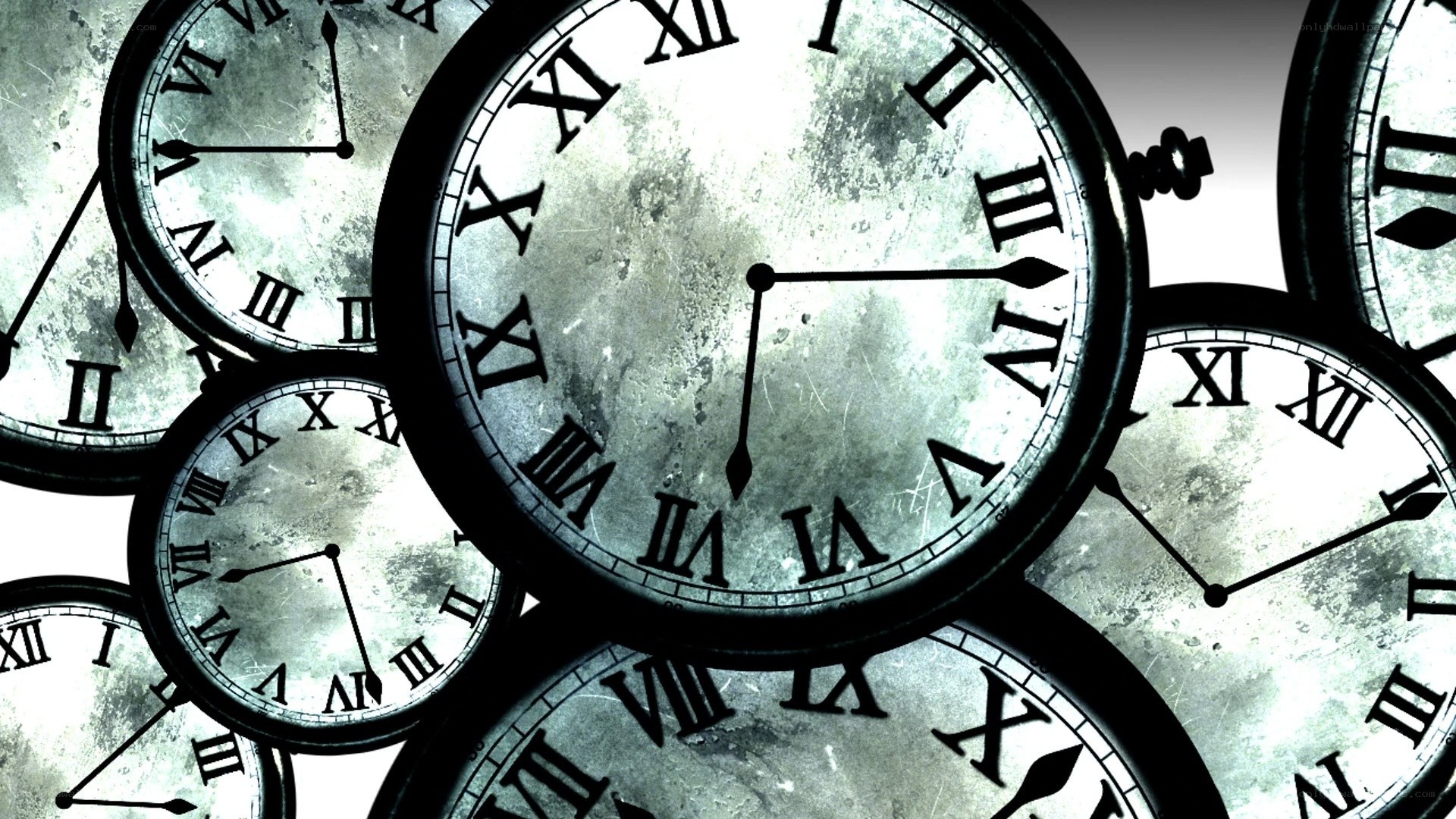 multiple vintage clocks collage