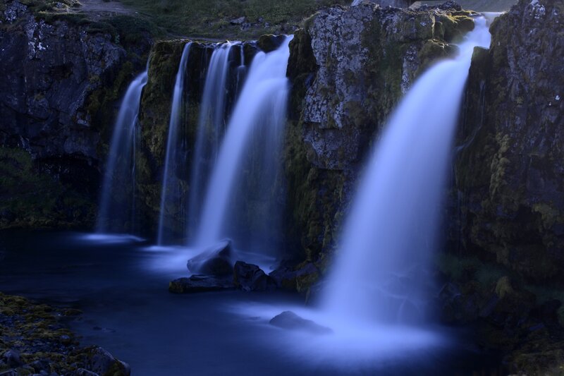 Multiple Waterfalls — Blue, Serene