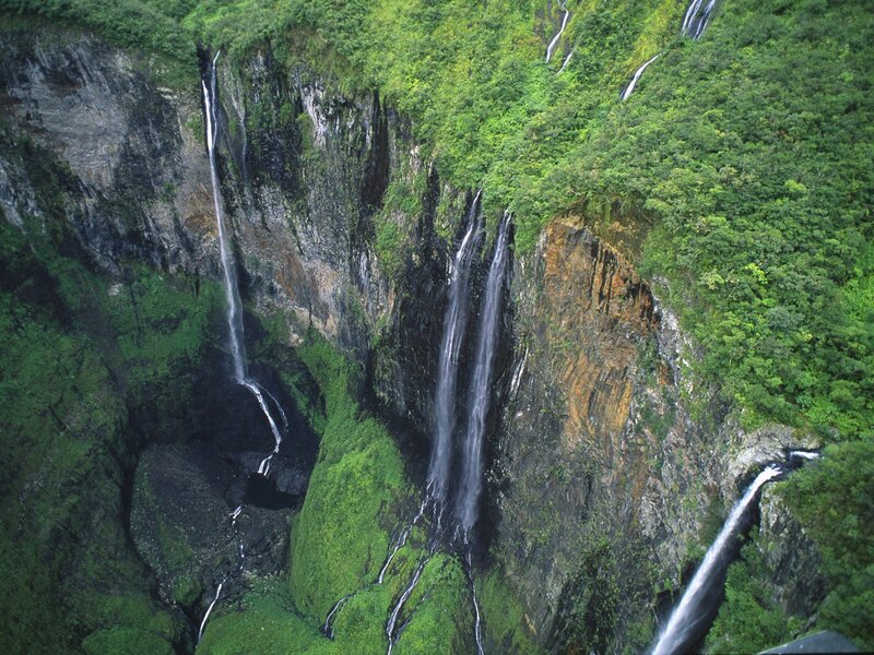Multiple Waterfalls in Canyon