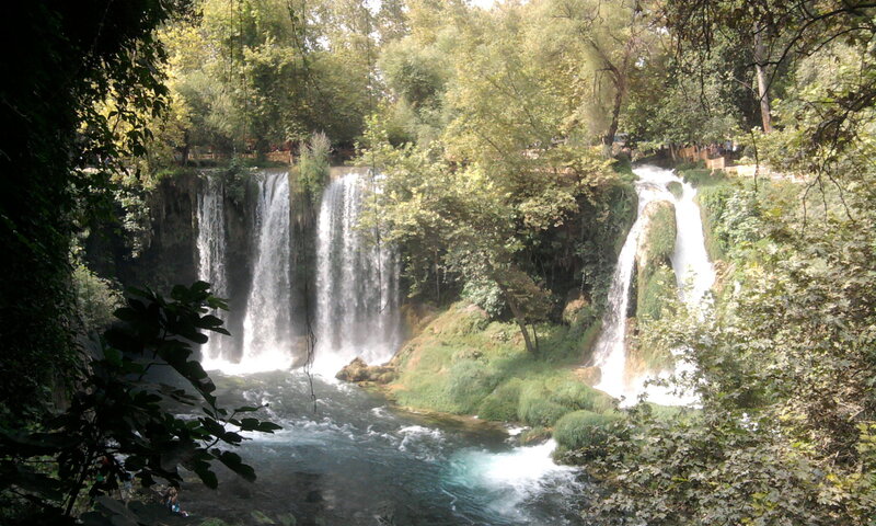 Multiple Waterfalls in Forest — Green, Serene, Afternoon, Photograph, Trees