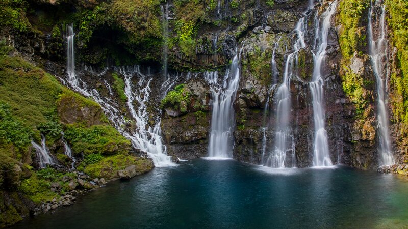 Multiple Waterfalls into Pool