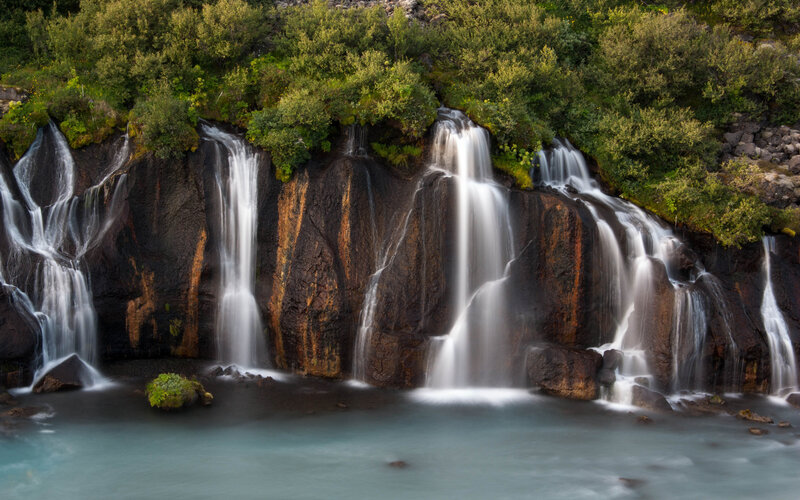 Multiple Waterfalls on Rock