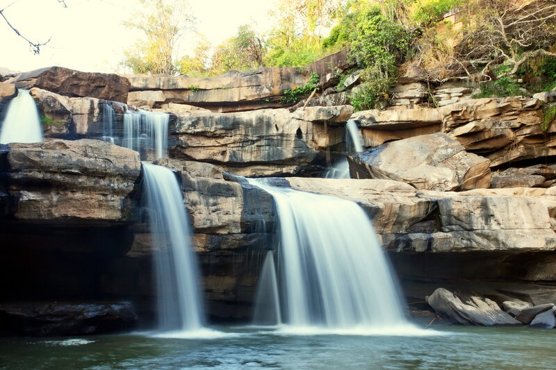 Multiple Waterfalls on Rocks