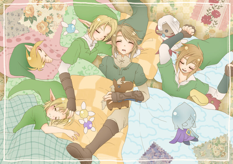Multiple Zelda Characters Sleeping