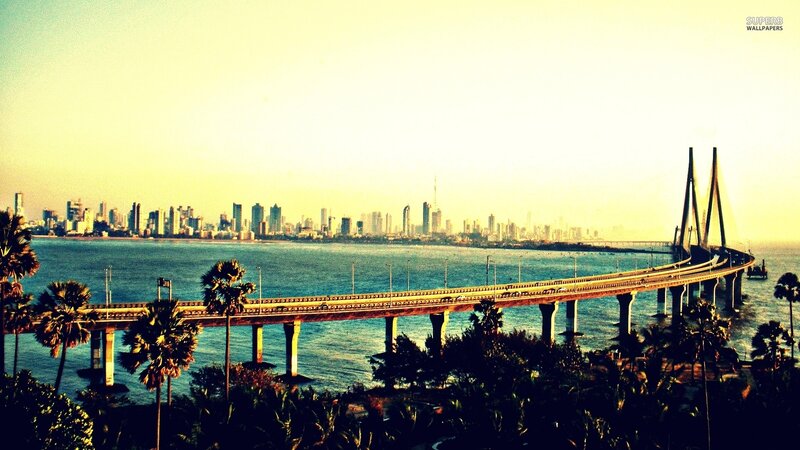 Mumbai skyline with Bandra-Worli bridge