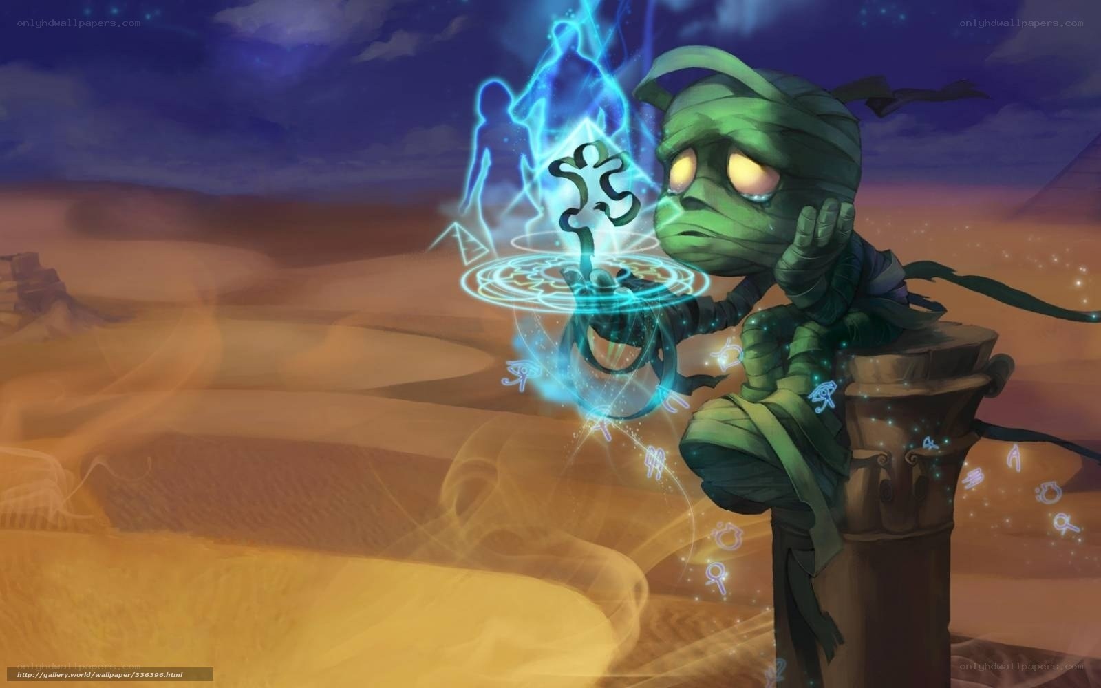 mummy casting spell in desert