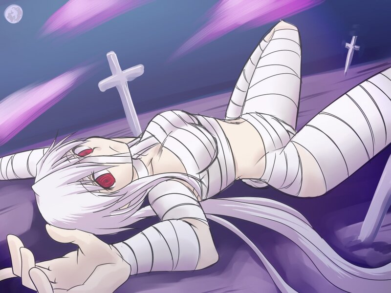 mummy character lying down