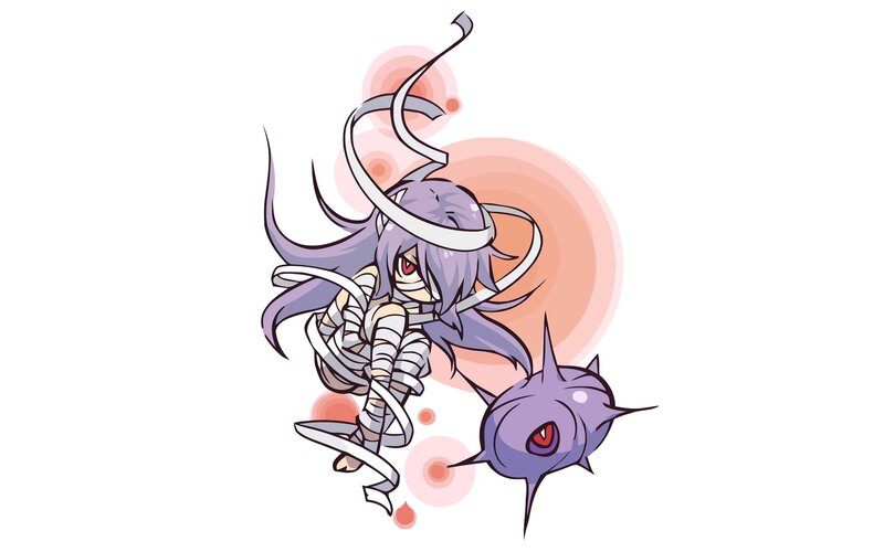 mummy character with purple hair
