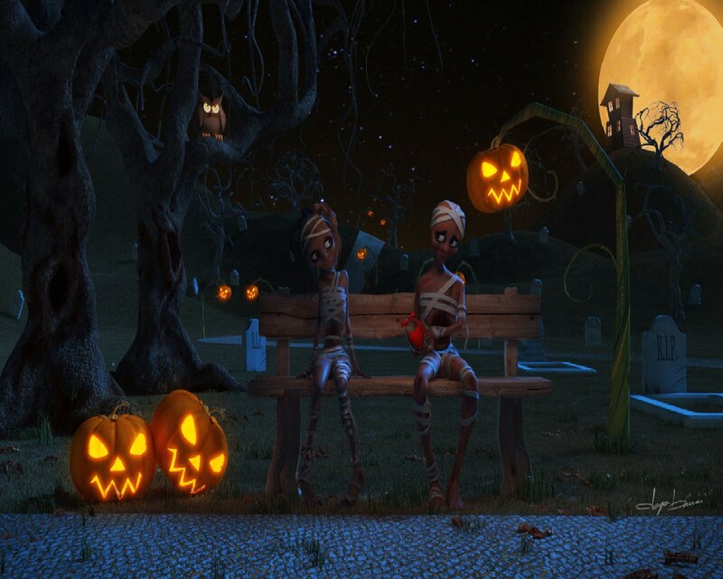Mummy Characters on Bench