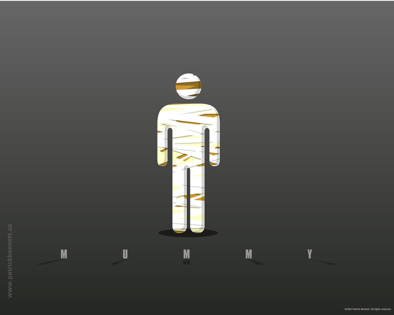 mummy figure on dark background